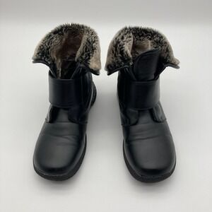 Wanderlust Faux Leather & Fur Trim Black Winter Booties Women's Size 6 Gill 2